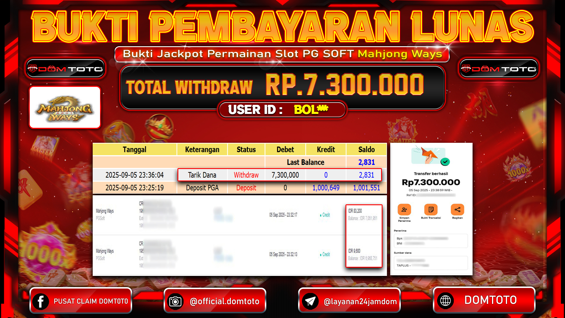 JACKPOT SLOT MAHJONG WAYS  06 SEPTEMBER 2025